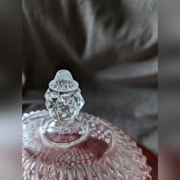 Indiana Glass Diamond Point Ruby Oval Covered Butter Dish - Picture 4 of 5